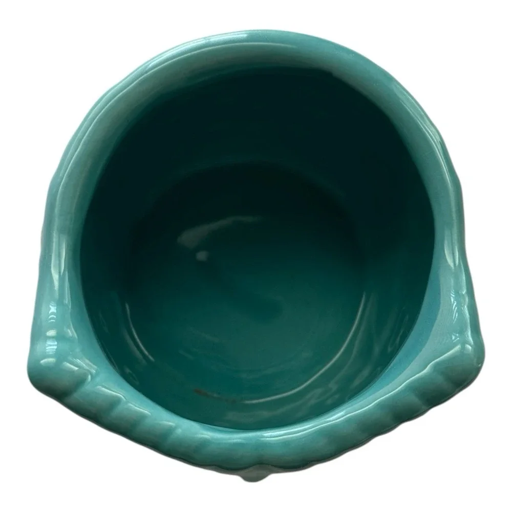 Ceramic  Owl Teal Turquoise Glazed  Cachepot Succulent Flower Pot Home Decor 4